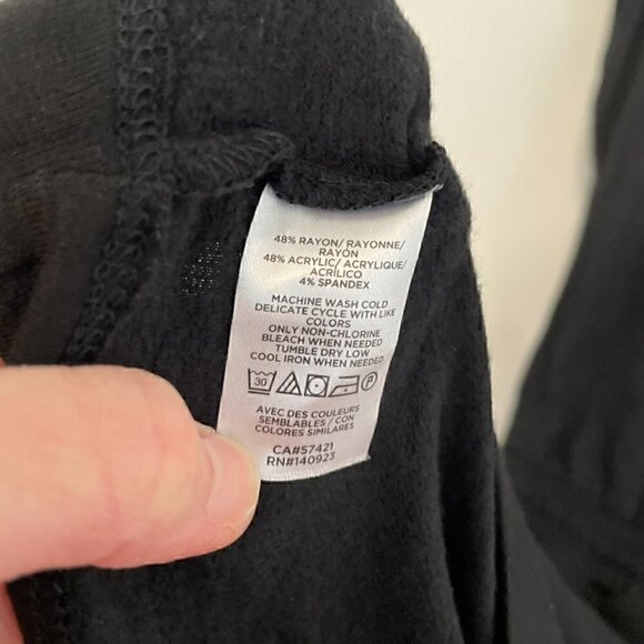 ANN TAYLOR LOFT Outlet Solid Black Cuffed Short Sleeve Drawstring Waist Dress XS - Picture 10 of 14